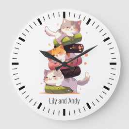 Relógio Grande Sushi Cat Miaw | Estilo de Animação Japonês