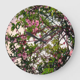 Relógio Grande "Sussuros de Primavera: Árvore de Flor Cor de Água