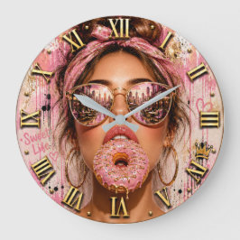 Relógio Grande Sweet Life Donut Luxury Fashion Woman Portrait