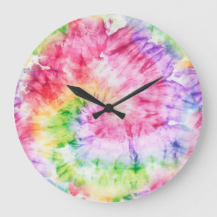 Relógio Grande Swirls De Verão: Padrões De Tie-Dye Pastel