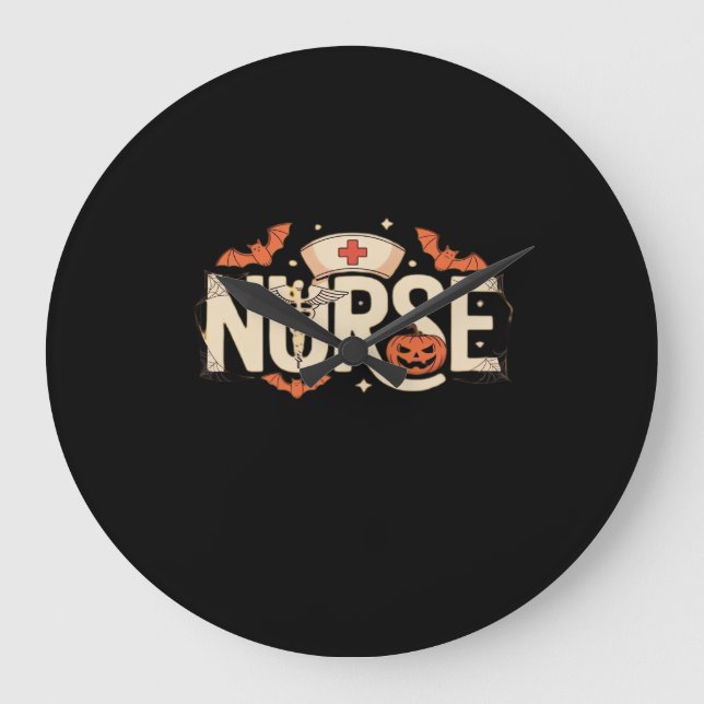 Relógio Grande T-Shirt Clássico de Enfermeira das Halloween (Frente)