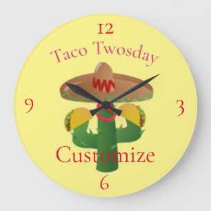 Relógio Grande Taco Terça-Feira Saguaro Cactus Thunder_Cove