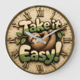 Relógio Grande Take It Easy Sloth  Funny