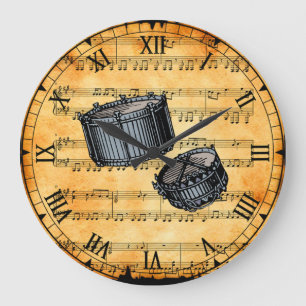 Relógio Grande Tambores Snare ~ Planilha Vintage Informações de