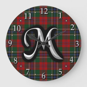 Relógio Grande Tartan escocês do monograma da letra M de MacLean
