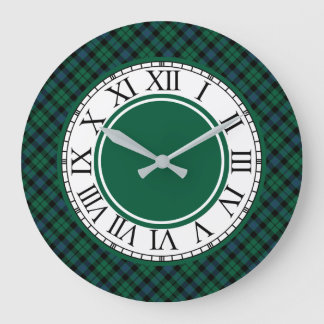 Relógio Grande Tartan verde-claro e azul do clã de MacKay