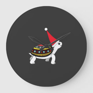 Relógio Grande Tartaruga com Chapéu de Papai Noel - Camiseta Feia