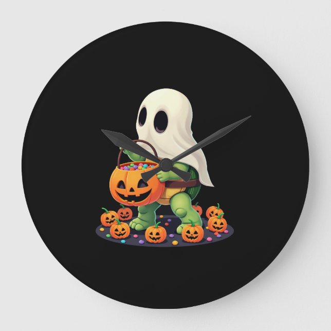 Relógio Grande Tartaruga Fantasma de Halloween Adorável com Doce  (Frente)