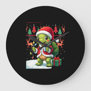 Relógio Grande Tartaruga Luzes de Natal Papai Noel Feio Tartaruga
