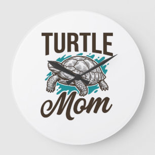 Relógio Grande Tartaruga Mãe Desenho Vetorial de Gravura Vintage_