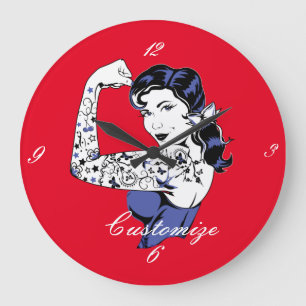 Relógio Grande Tattoo Girl Arm Up Thunder_Cove