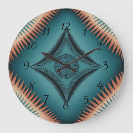 Relógio Grande Teal Navajo Peach Sunburst