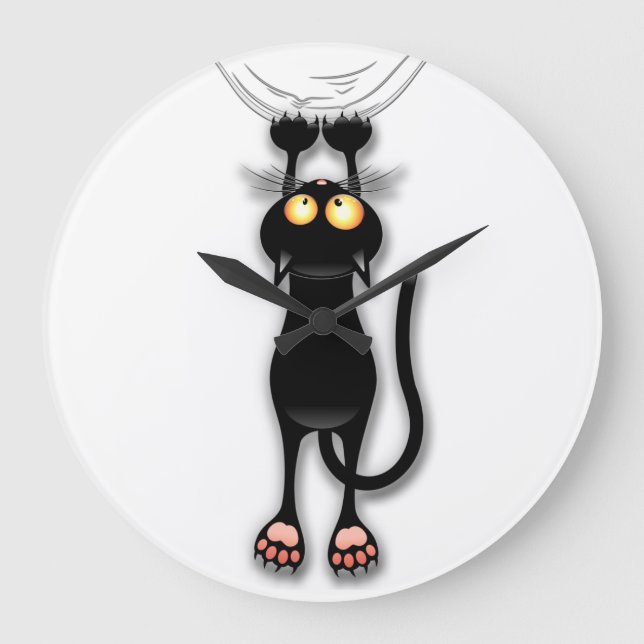 Relógio Grande Tecido de Arranque de Caracteres Engraçado de Cat (Frente)