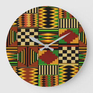Relógio Grande Tecido Kente Real Africano