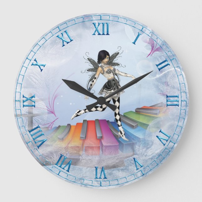 Relógio Grande Teclado Musical Faerie Vignette Wall Clock (Frente)