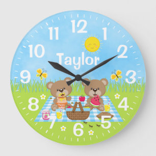 Relógio Grande Teddy Bear Picnic Blue
