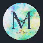 Relógio Grande Teen Tie-Dye Monographic Name<br><div class="desc">Monograma colorido de coloração de gravata e relógio de nome para o quarto de sua adolescente. Um design personalizado de gravata que ela vai amar.</div>