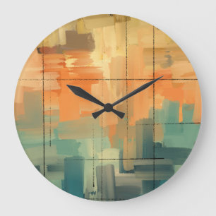 Relógio Grande Tela de Arte Moderna Pintada à Mão Abstrata Cont