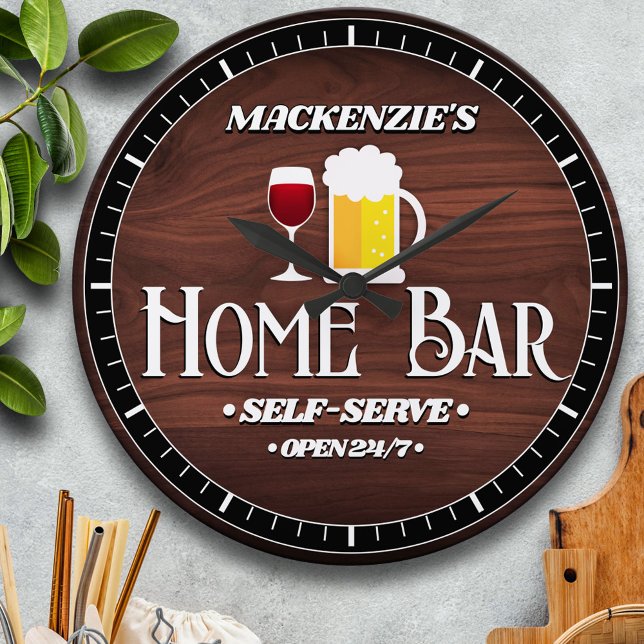 Relógio Grande Tema de Bar Personalizado em Casa (Criador carregado)
