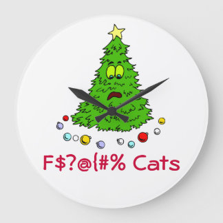 Relógio Grande Tema de Natal Ideias Dadas Ideias Feline Kitten Pi