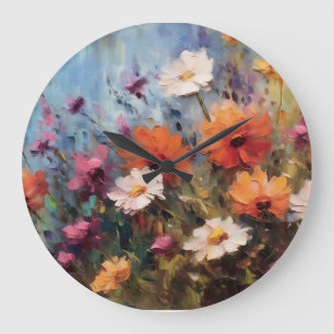 Relógio Grande tema floral moderno elegante