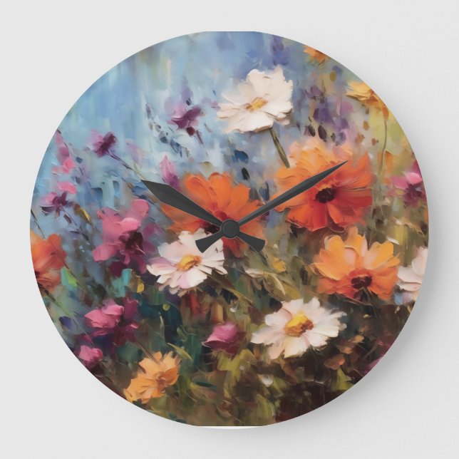 Relógio Grande tema floral moderno elegante (Frente)