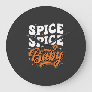 Relógio Grande Temática de Halloween Bebê Spice Retro Tipografia
