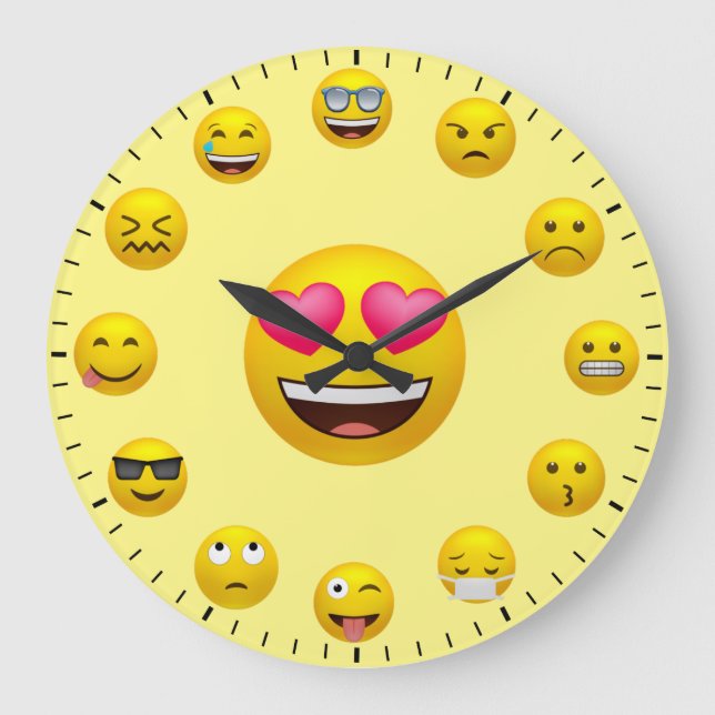 Relógio Grande Temático de Emoji Emoticon Único (Frente)