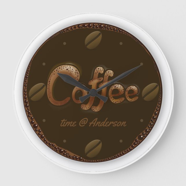 Relógio Grande Tempo de Café Personalizado (Frente)