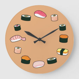 Relógio Grande Tempo do sushi! Pulso de disparo de parede (bege)