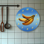 Relógio Grande Tempo Para Bananas<br><div class="desc">Um monte de bananas contra um fundo azul com números amarelos.</div>