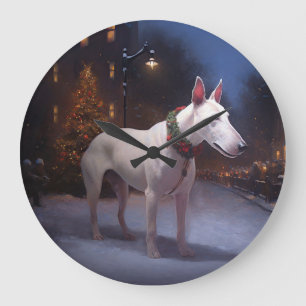 Relógio Grande Temporada Festiva de Natal do Bull Terrier