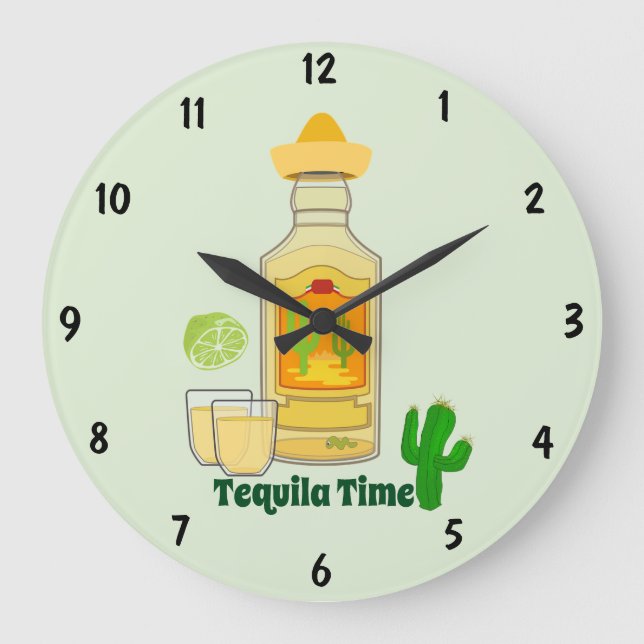 Relógio Grande Tequila Time Wall Clock (Frente)