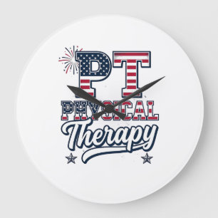 Relógio Grande Terapia Física Patriótica Camisa Vintage PT Design
