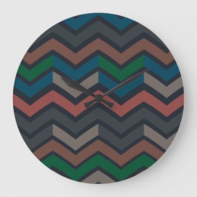 Relógio Grande Terra Escura Florestas Zigzag Chevron  (Frente)
