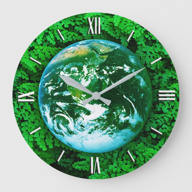 Relógio Grande Terra Verde - consciência ecológica (Frente)