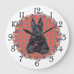 Relógio Grande Terrier Escocês em Tartan