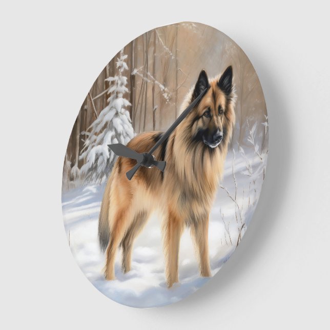 Relógio Grande Tervuren Belga Deixe Nevar Natal (Ângulo)
