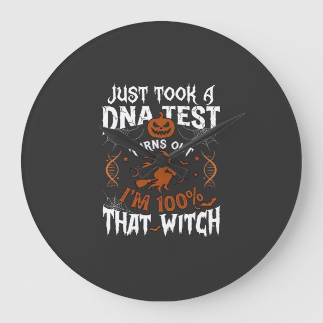 Relógio Grande Teste de DNA Bruxa Halloween Abóbora Teia de Aranh (Frente)