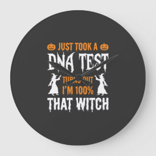Relógio Grande Teste de DNA de Bruxa Engraçado de Halloween Gráfi