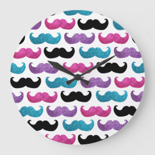Relógio Grande Teste padrão bling colorido do bigode (brilho do