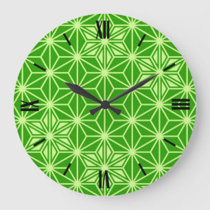 Relógio Grande Teste padrão de Asanoha do japonês - verde limã