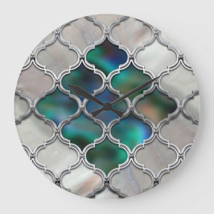 Relógio Grande Teste padrão marroquino na pérola e no escudo da