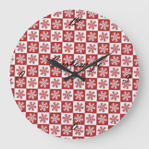 Relógio Grande Teste padrão Thunder_Cove do vermelho/o branco da