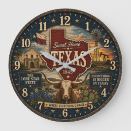 Relógio Grande Texas Lone Star State RusticGift for Home Ranch
