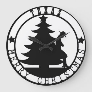 Relógio Grande Texas Merry Christmas Clock