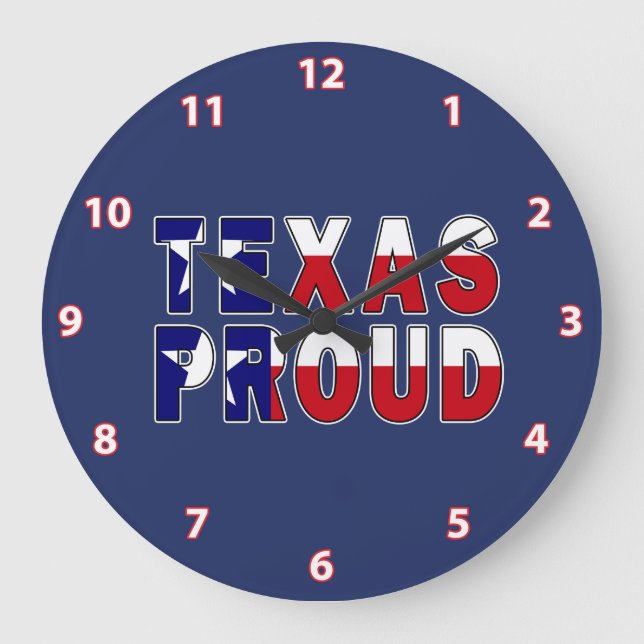 Relógio Grande Texas Proud Flag (Frente)
