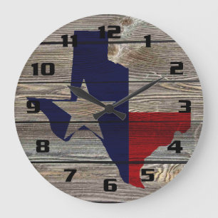 Relógio Grande Texas Rustic sobre madeira de aparência autêntica