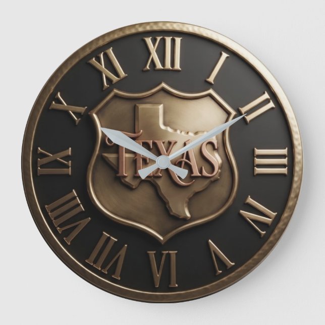 Relógio Grande Texas Shield Emblem Metallic (Frente)
