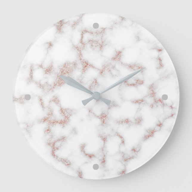 Relógio Grande Têxteis Dourados com Rosa de Mármore Branco (Frente)